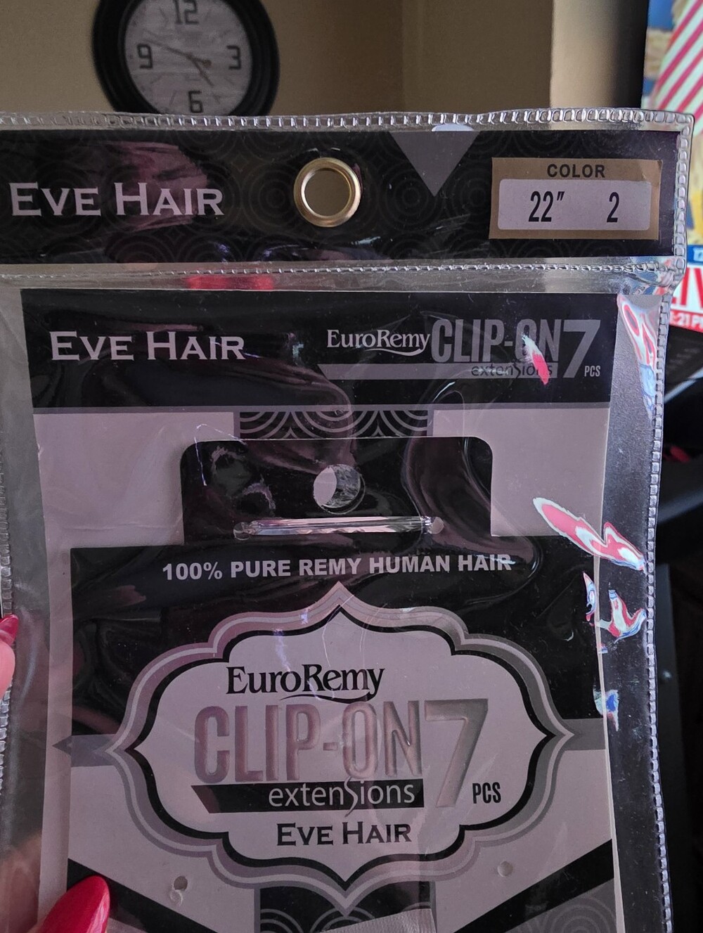 Euro Remy 22" Extensions Pure Human Hair Clip On 7pcs Color (2) Dark Brown